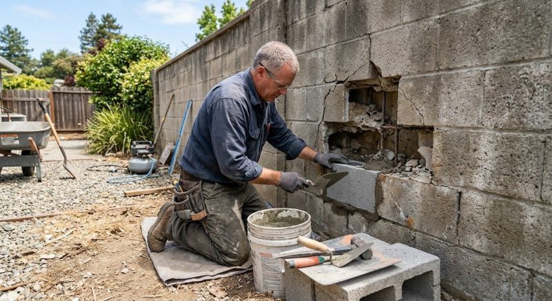 Concrete Block Repair in Santa Cruz County, CA